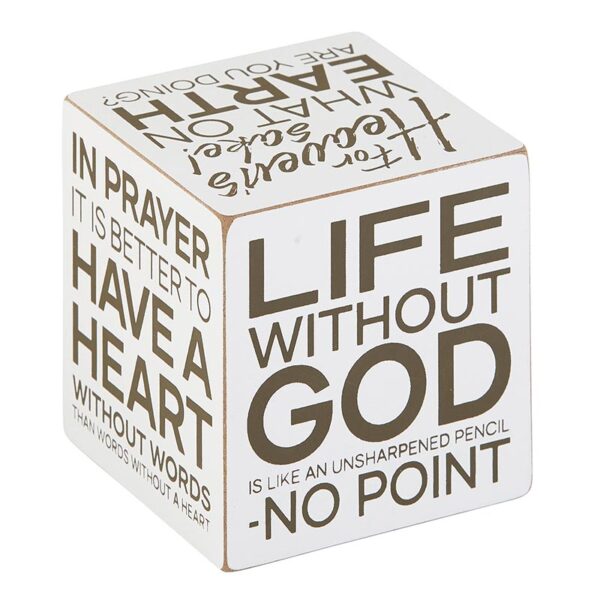 A cube with the words life without god written on it.