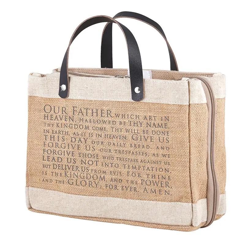 A bag with the words " our father " written on it.