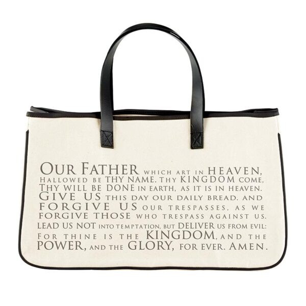 A bag with the words " our father " written on it.